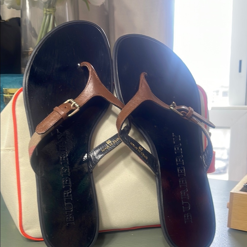 Burberry Brown Leather Sandals